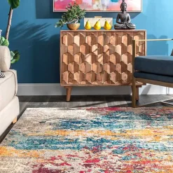 Multicolor Abstract Pattern Area Rug, 7x10