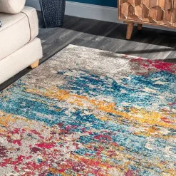 Multicolor Abstract Pattern Area Rug, 7x10