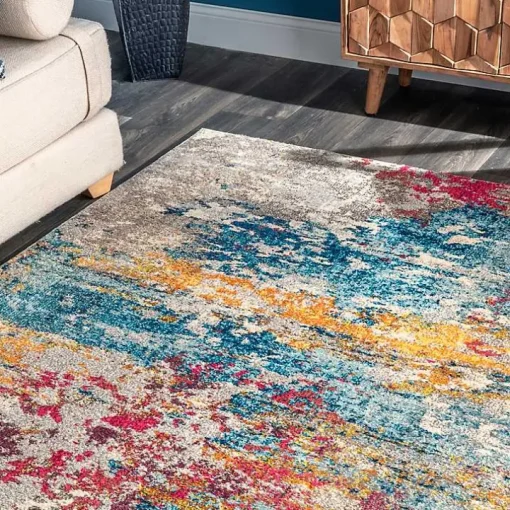 Multicolor Abstract Pattern Area Rug, 7x10