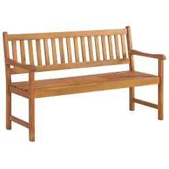 Natural Acacia Wood Bench with Pop-Up Table