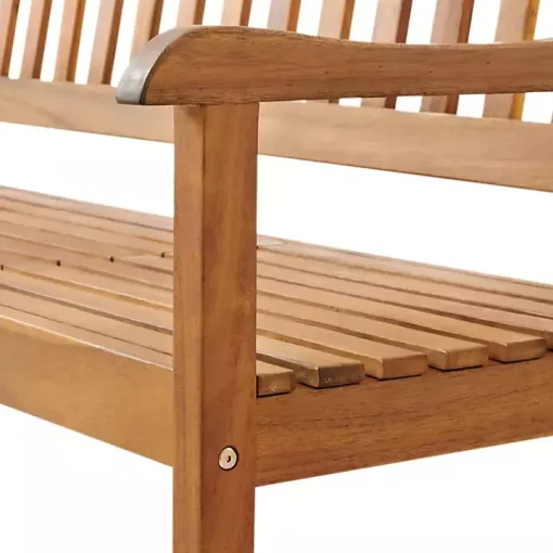 Natural Acacia Wood Bench with Pop-Up Table