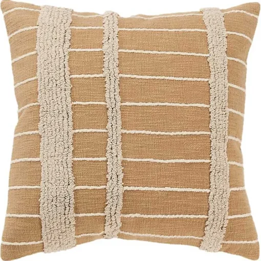 Natural Leo Striped Pillow