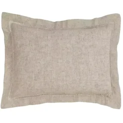Natural Linen Down Hemstitched Lumbar Pillow