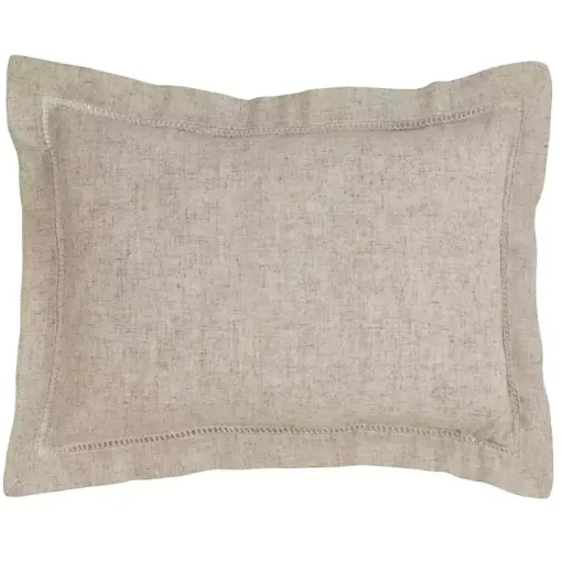 Natural Linen Down Hemstitched Lumbar Pillow