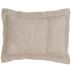 Natural Linen Down Hemstitched Lumbar Pillow