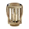 Natural Wood Beaded & Rope Handle Lantern