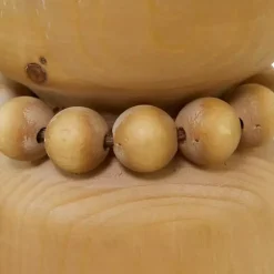 Natural Wood Beaded Candle Holders, Set of 2