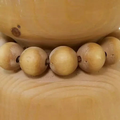 Natural Wood Beaded Candle Holders, Set of 2