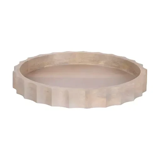 Natural Wood Fluted Lissi Round Serving Tray