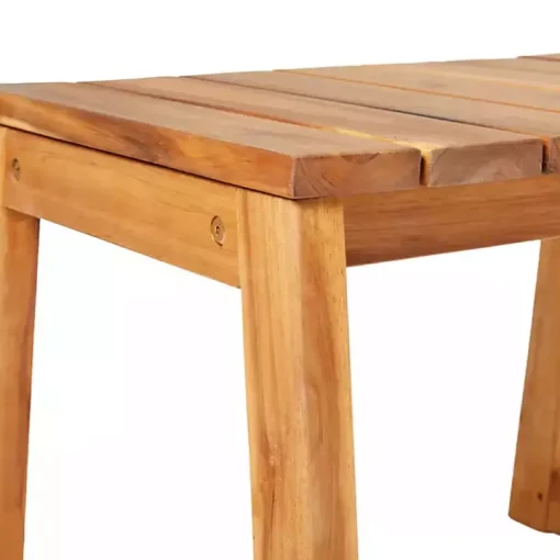 Natural Wood Slatted Box Leg Outdoor Side Table