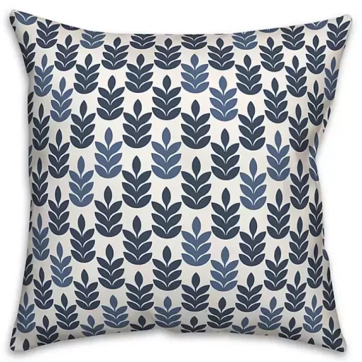 Navy & White Leaves Indoor/Outdoor Pillow