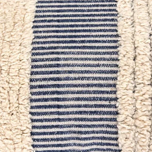 Navy and Natural Tufted Stripes Lumbar Pillow