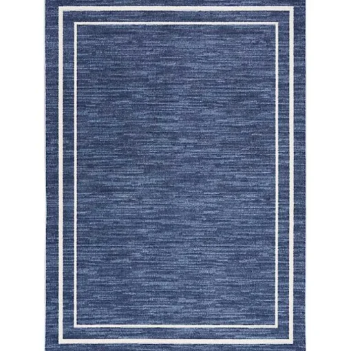 Navy Bordered Indoor/Outdoor Area Rug, 6x9