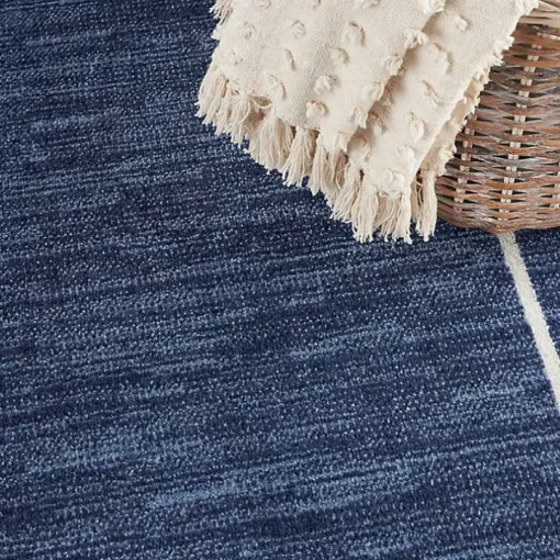 Navy Bordered Indoor/Outdoor Area Rug, 6x9