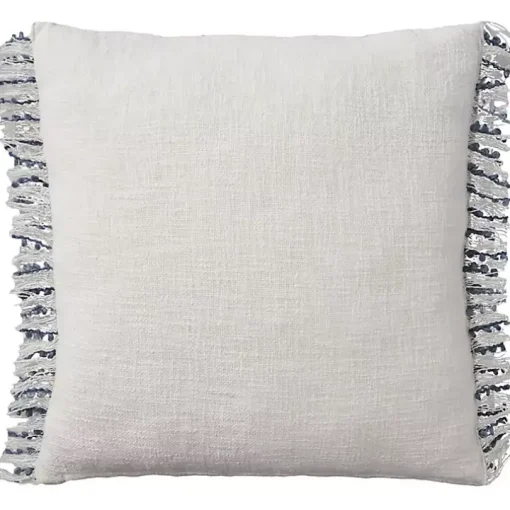 Navy Handstitched Stripes Throw Pillow