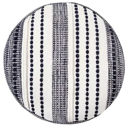 Navy Seaside Textured Stripe Pouf