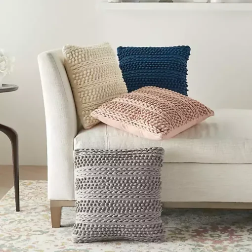 Navy Textured Stripes Pillow