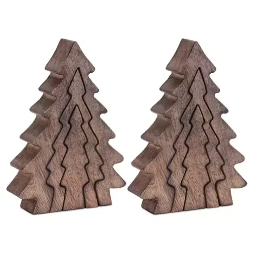 Nesting Pine Tree Figurines, Set of 3
