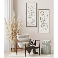 Neutral Abstract Circles Framed Canvas Art Print