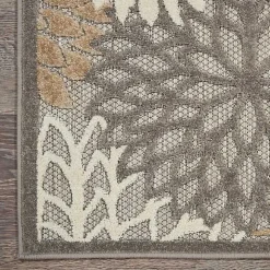 Neutral Floral Burst Outdoor Area Rug, 7x10