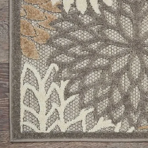 Neutral Floral Burst Outdoor Area Rug, 7x10