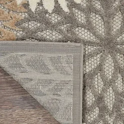 Neutral Floral Burst Outdoor Area Rug, 7x10