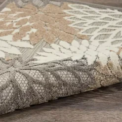 Neutral Floral Burst Outdoor Area Rug, 7x10