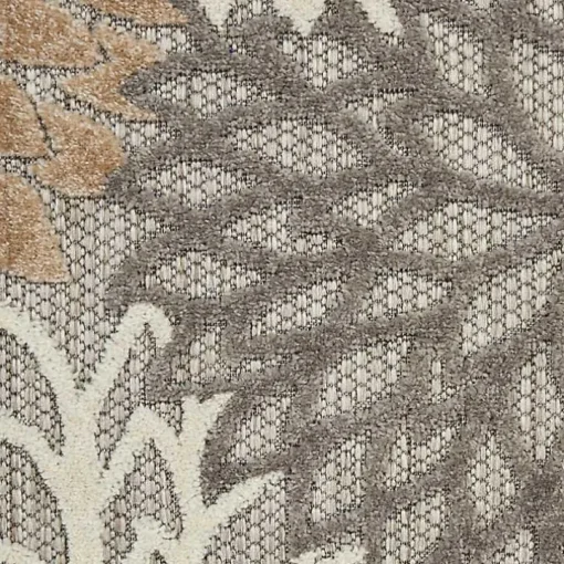 Neutral Floral Burst Outdoor Area Rug, 7x10