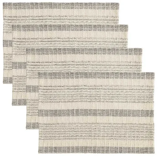 Neutral Striped Woven Placemats, Set of 4