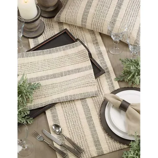 Neutral Striped Woven Placemats, Set of 4