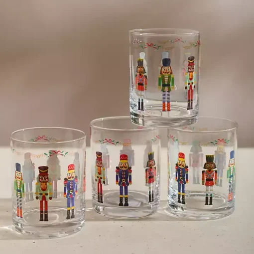 Nutcracker Short Glass Tumblers, Set of 4