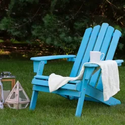 Ocean Blue Outdoor Folding Adirondack Chair