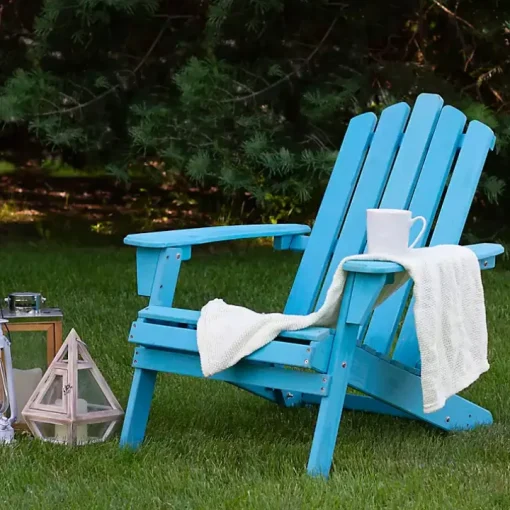 Ocean Blue Outdoor Folding Adirondack Chair
