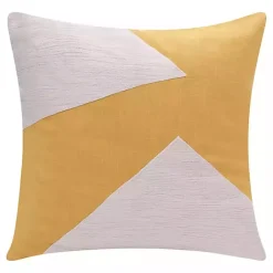 Ochre & Ivory Geometric Colorblock Throw Pillow