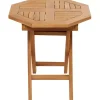Octagonal Brown Wood Slatted Outdoor Accent Table