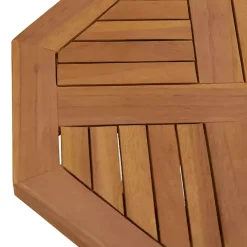 Octagonal Brown Wood Slatted Outdoor Accent Table