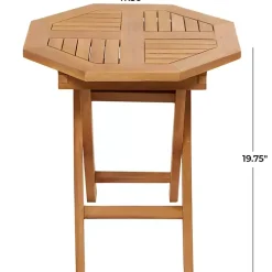Octagonal Brown Wood Slatted Outdoor Accent Table