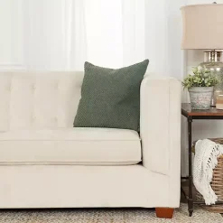 Olive Green Woven Nubby Pillow