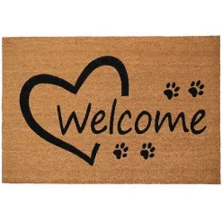Open Heart Welcome Paws Doormat
