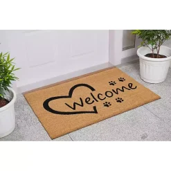 Open Heart Welcome Paws Doormat