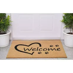 Open Heart Welcome Paws Doormat
