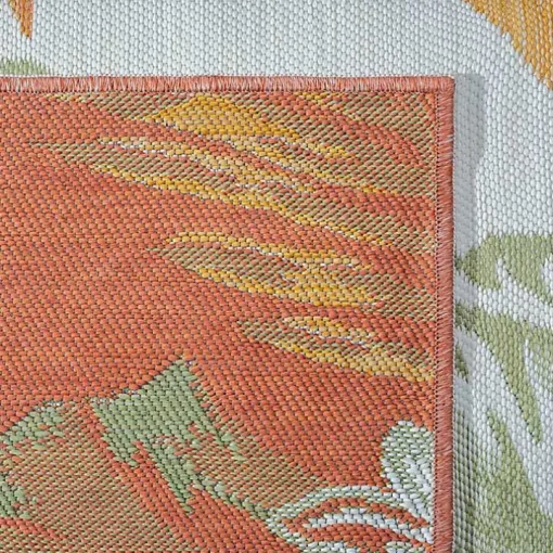 Orange & Green Palms Reversible Outdoor Rug, 5x7