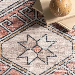 Orange Global Motif Washable Area Rug, 4x6