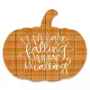 Orange Leaves Falling Plaid Pumpkin Wall Plaque