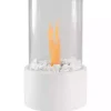 Outdoor Tabletop Fireplace on White Base