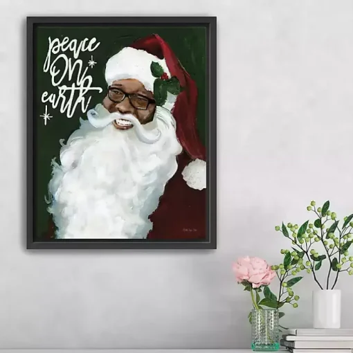 Peace on Earth Santa Framed Canvas Art Print