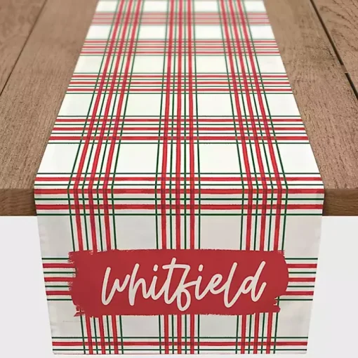 Personalized Christmas Plaid Table Runner, 72 in.