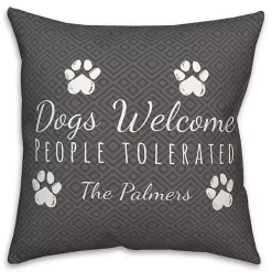 Personalized Gray Dogs Welcome Paws Pillow