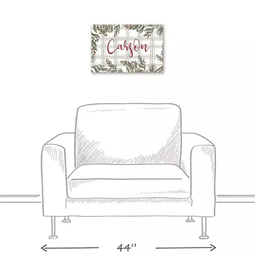 Personalized Plaid Botanical Canvas Art Print
