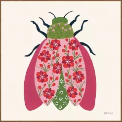 Pink Beetle Framed Canvas Art Print